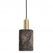SENNA Ceramic Pendant Light 12Cm Black Clay Satin Brass