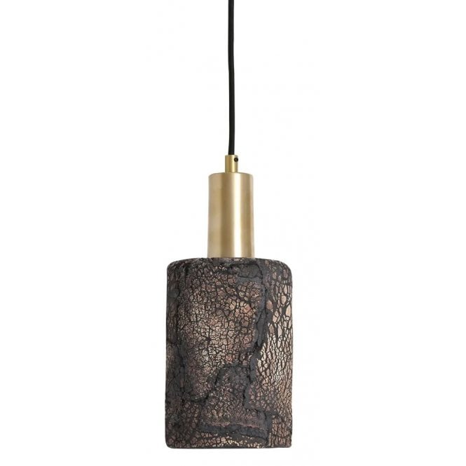 SENNA Ceramic Pendant Light 12Cm Black Clay Satin Brass