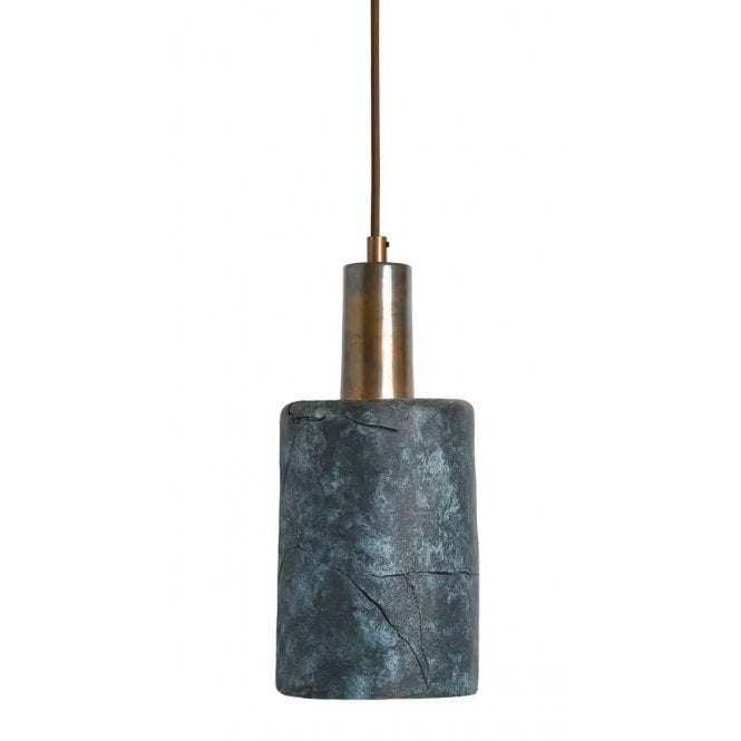 SENNA Ceramic Pendant Light 12Cm Blue Earth Antique Brass