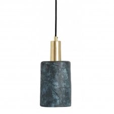 SENNA Ceramic Pendant Light 12Cm Blue Earth Polished Brass