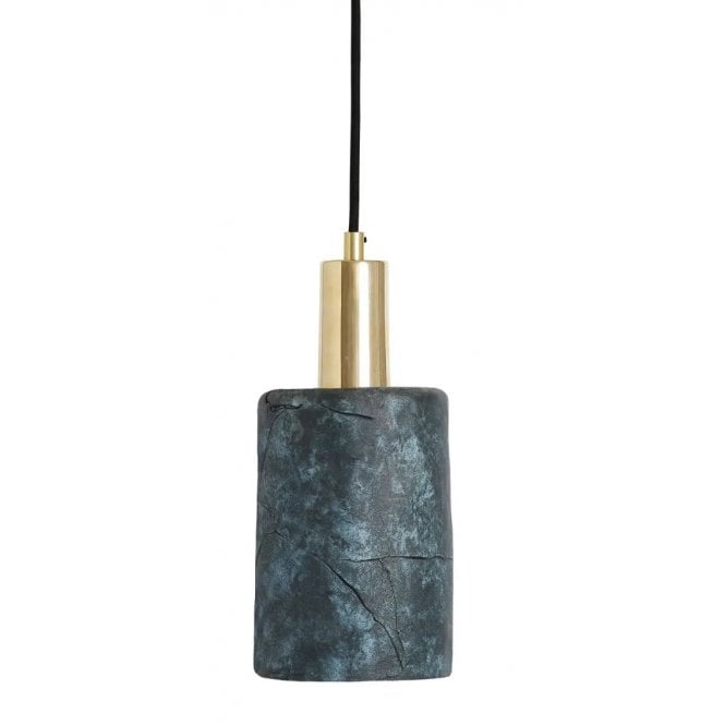 SENNA Ceramic Pendant Light 12Cm Blue Earth Polished Brass