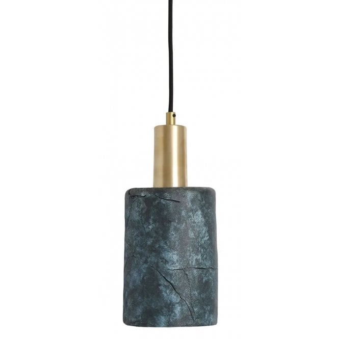 SENNA Ceramic Pendant Light 12Cm Blue Earth Satin Brass