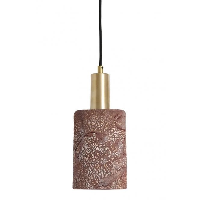SENNA Ceramic Pendant Light 12Cm Red Iron Satin Brass