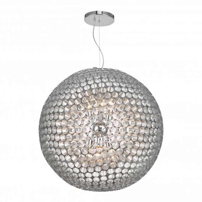 SERAFINA 6 Light Ceiling Pendant Brushed Chrome Tubes Extra Large