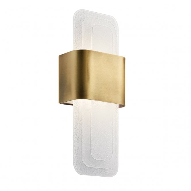 Serene LED Wall Sconce Natural Brass & Textured Glass