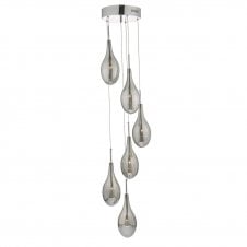SETA 6 light smoked glass ceiling pendant cluster