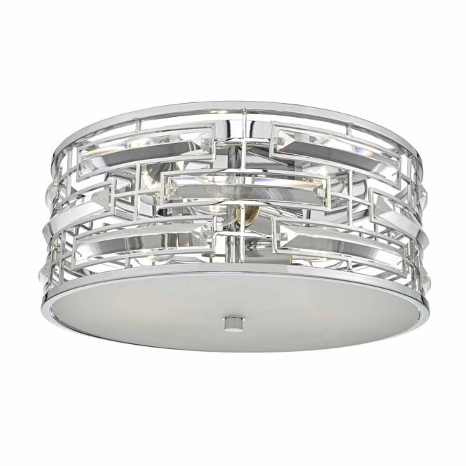 SEVILLE 3 light chrome and crystal flush ceiling light