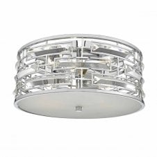 SEVILLE 3 light chrome and crystal flush ceiling light