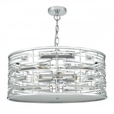 SEVILLE polished chrome and crystal ceiling pendant with diffuser