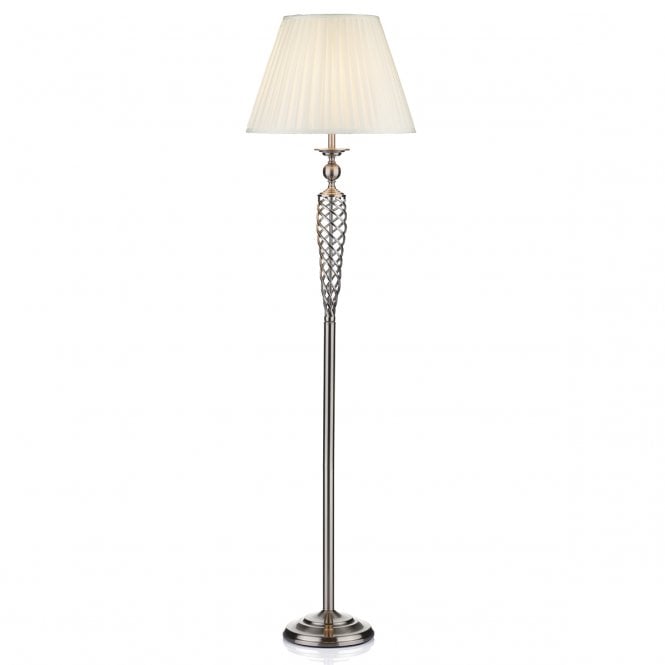 SIAM Floor Lamp complete with Shade Satin Chrome