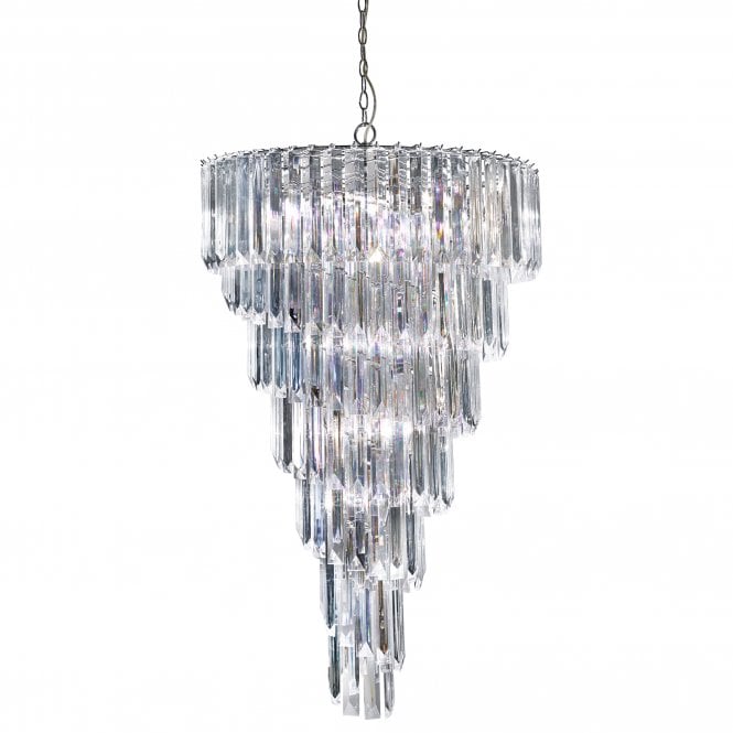 SIGMA 9  LIGHT CHROME CHANDELIER WITH CLEAR ACRYLIC RODS