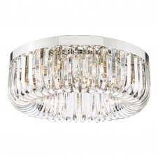 Sigourney 6 Light Flush Polished Nickel and Crystal