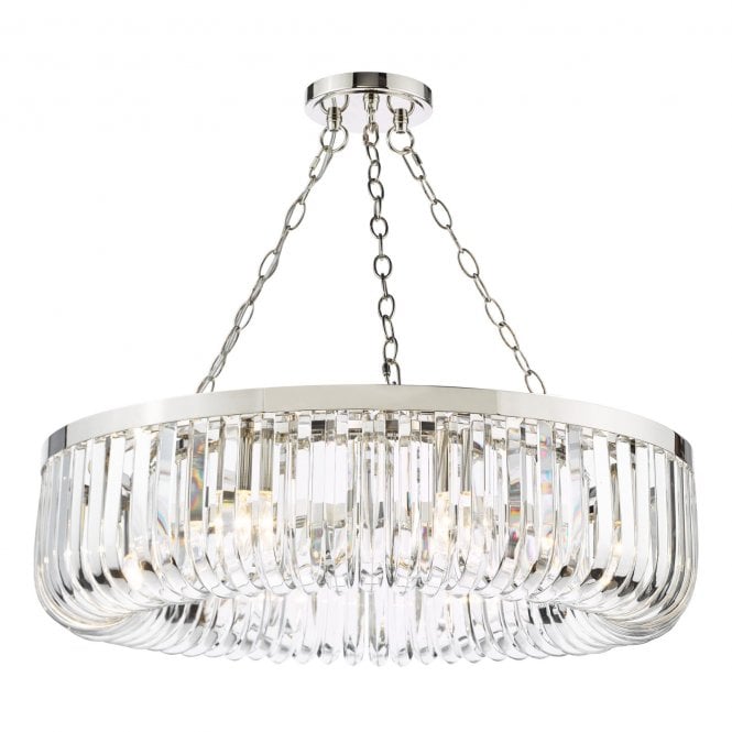 Sigourney 8 Light Pendant in Polished Nickel and Crystal