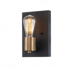 SILAS Wall Light in Black with Brass Accents