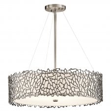 modern silver coral ceiling pendant with glass diffuser