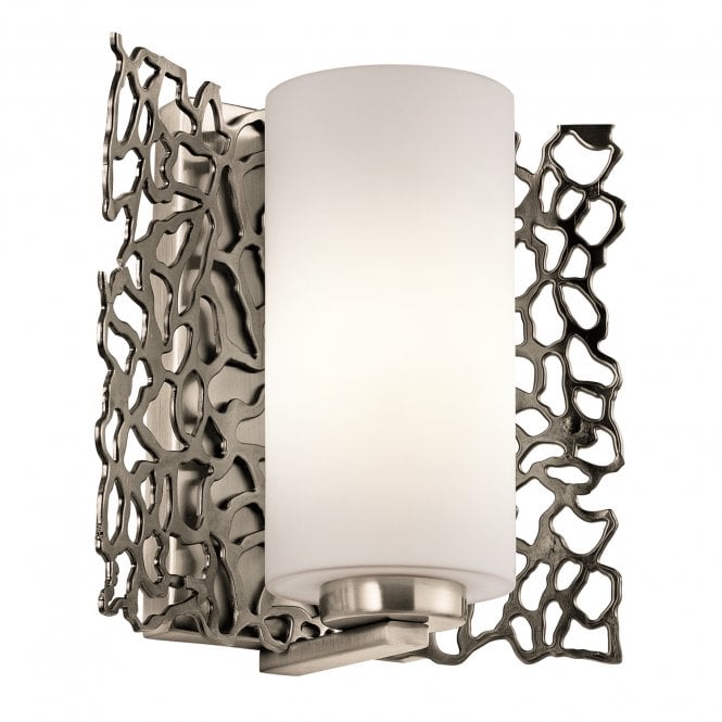 SILVER CORAL patterned wall light with opal glass shade