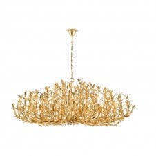 SILVIUS 12 Light Oval Pendant with Gold Leaf Details