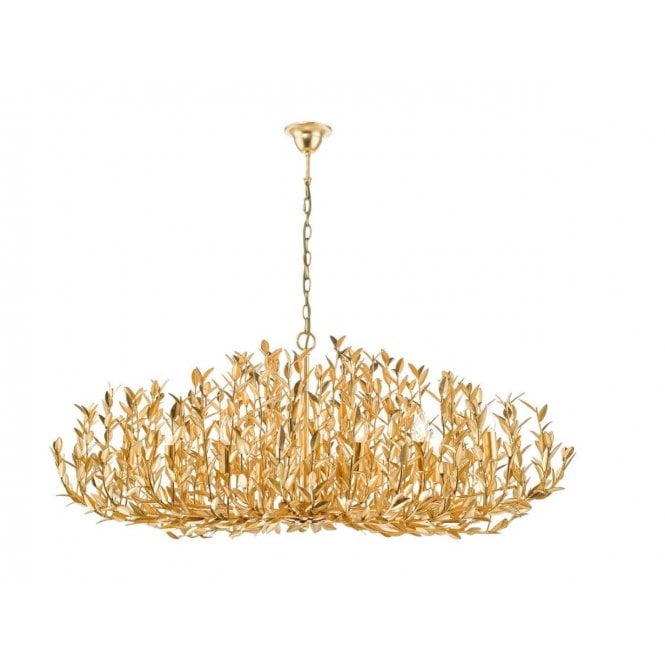 SILVIUS 12 Light Oval Pendant with Gold Leaf Details