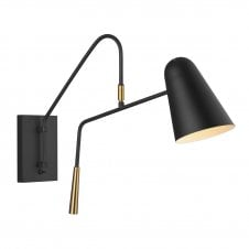 SIMON black and brass adjustable wall light