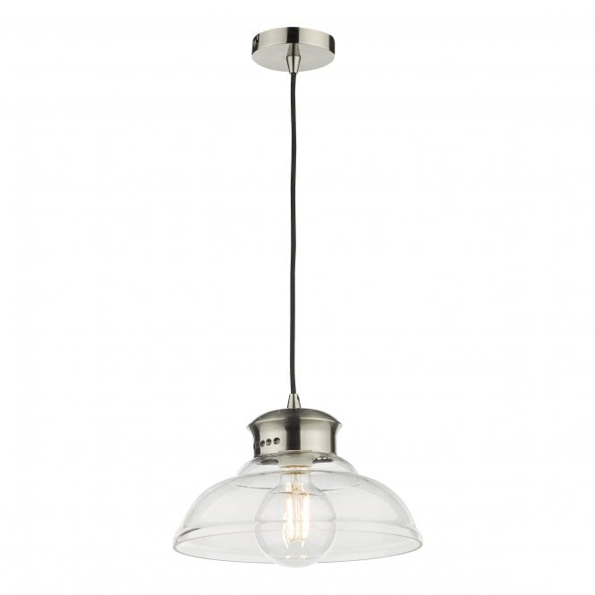 SIREN Ceiling Pendant in Antique chrome and Glass Shade