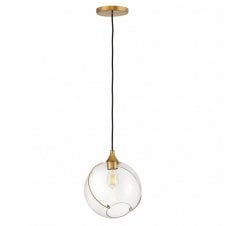 SKYE Ceiling Pendant Light Heritage Brass Asymmetrical Glass Globe