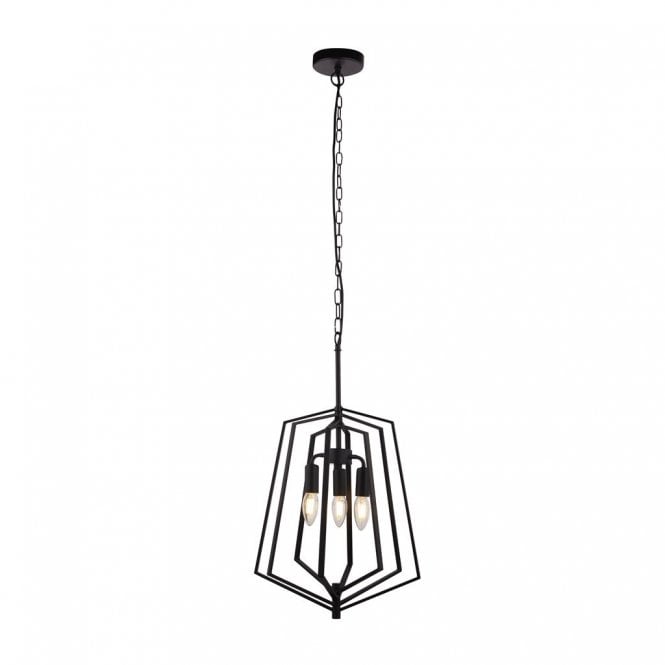 SLINKY 3 Light  Metal Adjustable Matt Black Ceiling Pendant H55cm