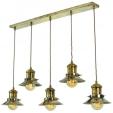 Long Bar pendant Light with a row of vintage style industrial pendants,'steampunk'