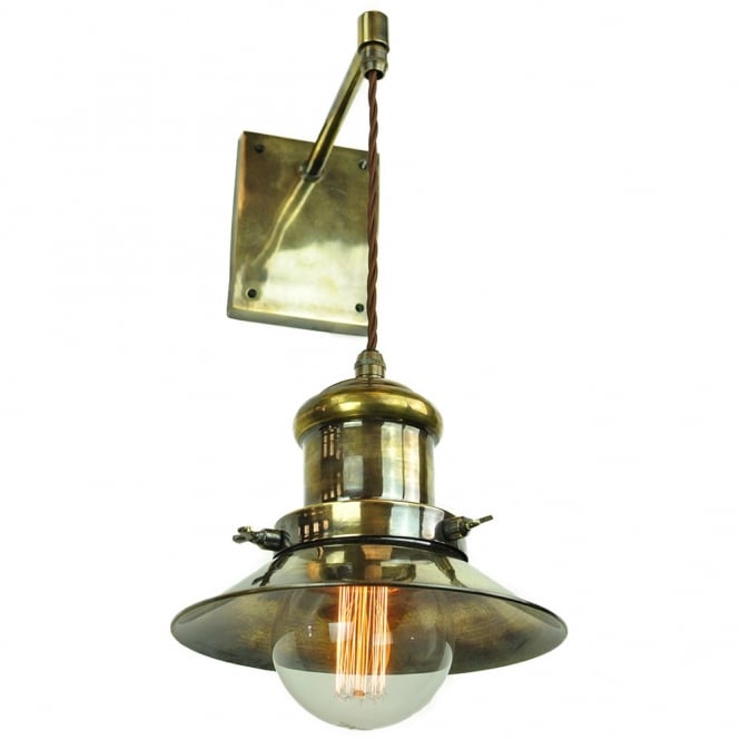 Small Edison Adjustable Height Wall Light Antique Brass C/W LB3 Bulbs