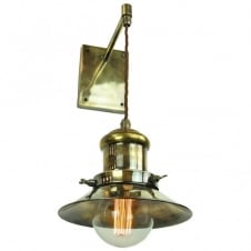 vintage industrial style wall pendant light in antique brass with bulb