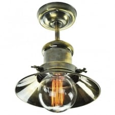 vintage industrial antique brass flush ceiling pendant