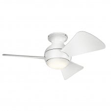 Modern white ceiling fan with light