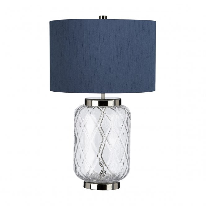 SOLA Small Table Lamp in Diamond Patterned Clear Glass and Polished Nickel