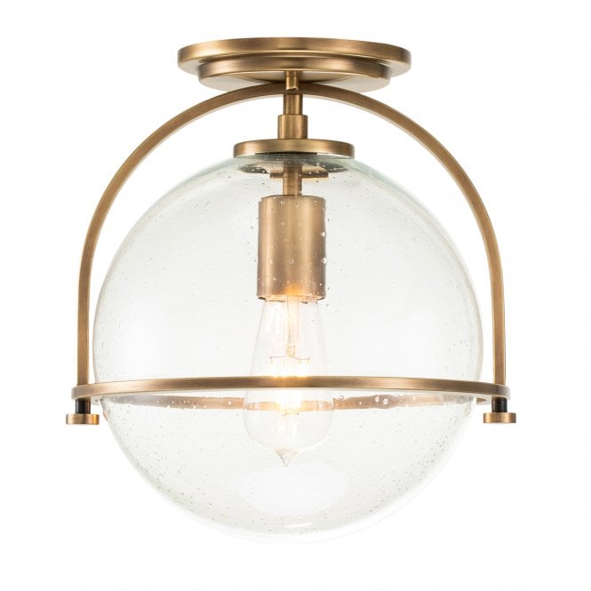 SOMERSET 1 Light Flush Mount in Brass w/ Clear Glass