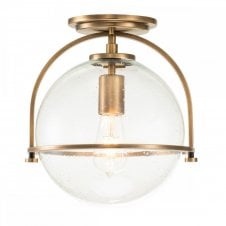 SOMERSET 1 Light Flush Mount in Brass w/ Clear Glass
