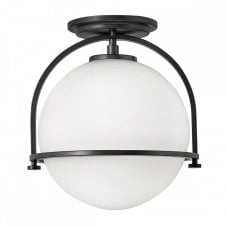 SOMERSET Flush Mount in Black with Opal Glass
