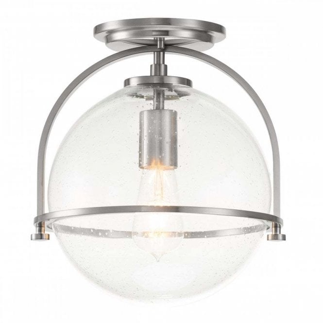 SOMERSET Flush Mount in Brushed Nickel with Clear Glass Globe