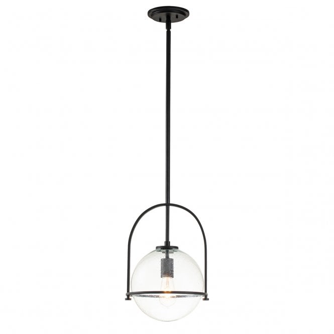 SOMERSET Medium Pendant in Black with Clear Glass Globe