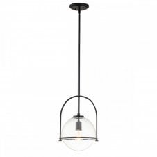SOMERSET Medium Pendant in Black with Clear Glass Globe