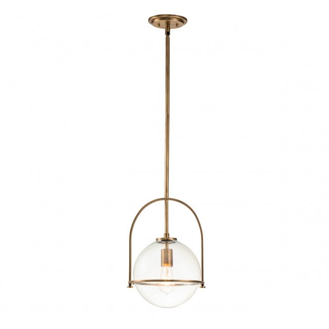 SOMERSET Medium Pendant in Brass with Clear Glass Globe