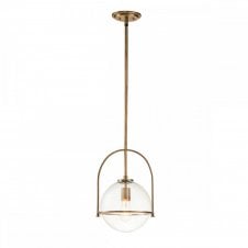 SOMERSET Medium Pendant in Brass with Clear Glass Globe