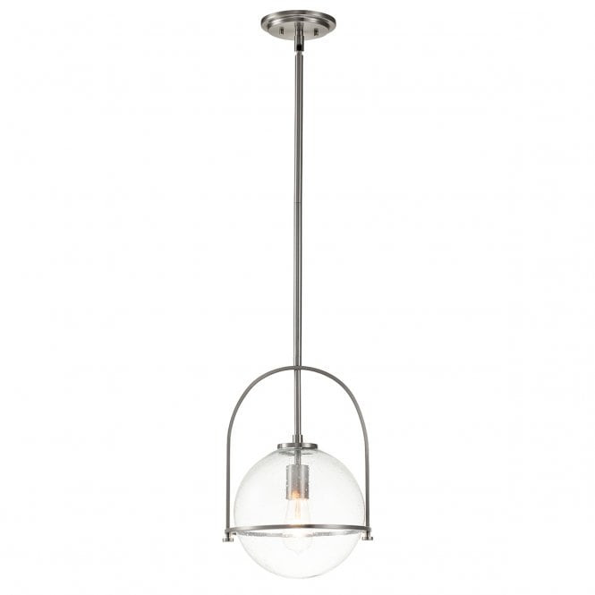 SOMERSET Medium Pendant in Brushed Nickel with Clear Glass Globe