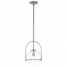 SOMERSET Medium Pendant in Brushed Nickel with Clear Glass Globe