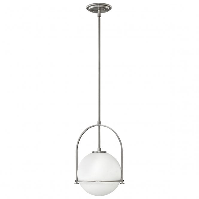 SOMERSET Medium Pendant in Brushed Nickel with Opal Glass Globe