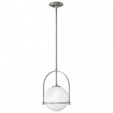 SOMERSET Medium Pendant in Brushed Nickel with Opal Glass Globe