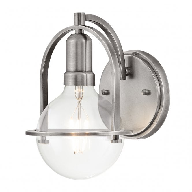 SOMERSET Wall Light in Brushed Nickel with Clear Glass