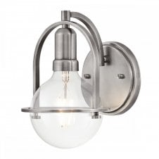 SOMERSET Wall Light in Brushed Nickel with Clear Glass
