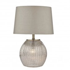 SONIA antique silver glass table lamp with shade (dual light)
