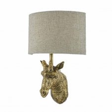 SOPHIE gold giraffe wall light with linen shade