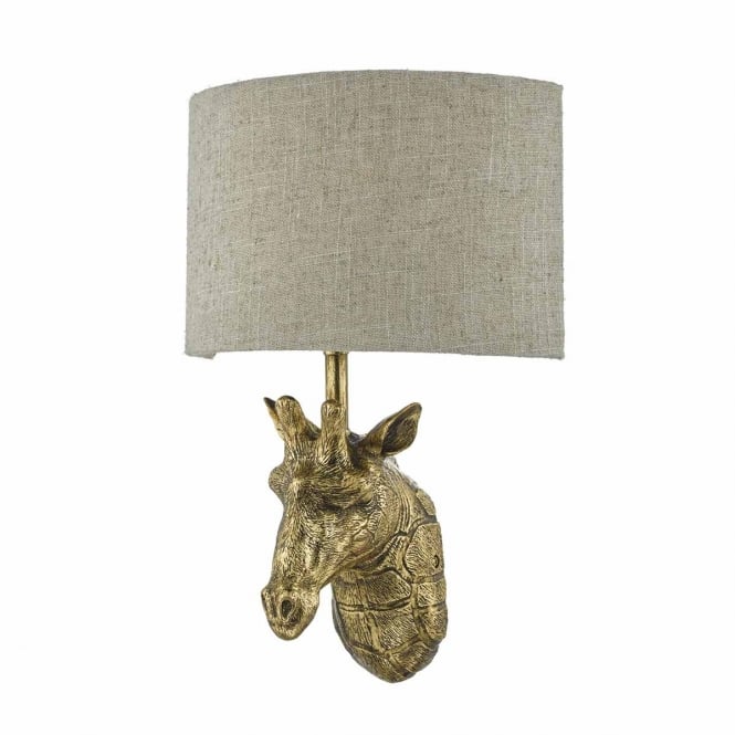 SOPHIE gold giraffe wall light with linen shade