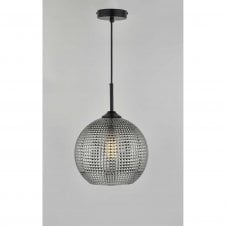 Soren | Smoke Patterned Glass & Black Ceiling Pendant Light 
